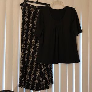 Silky top and maxi skirt